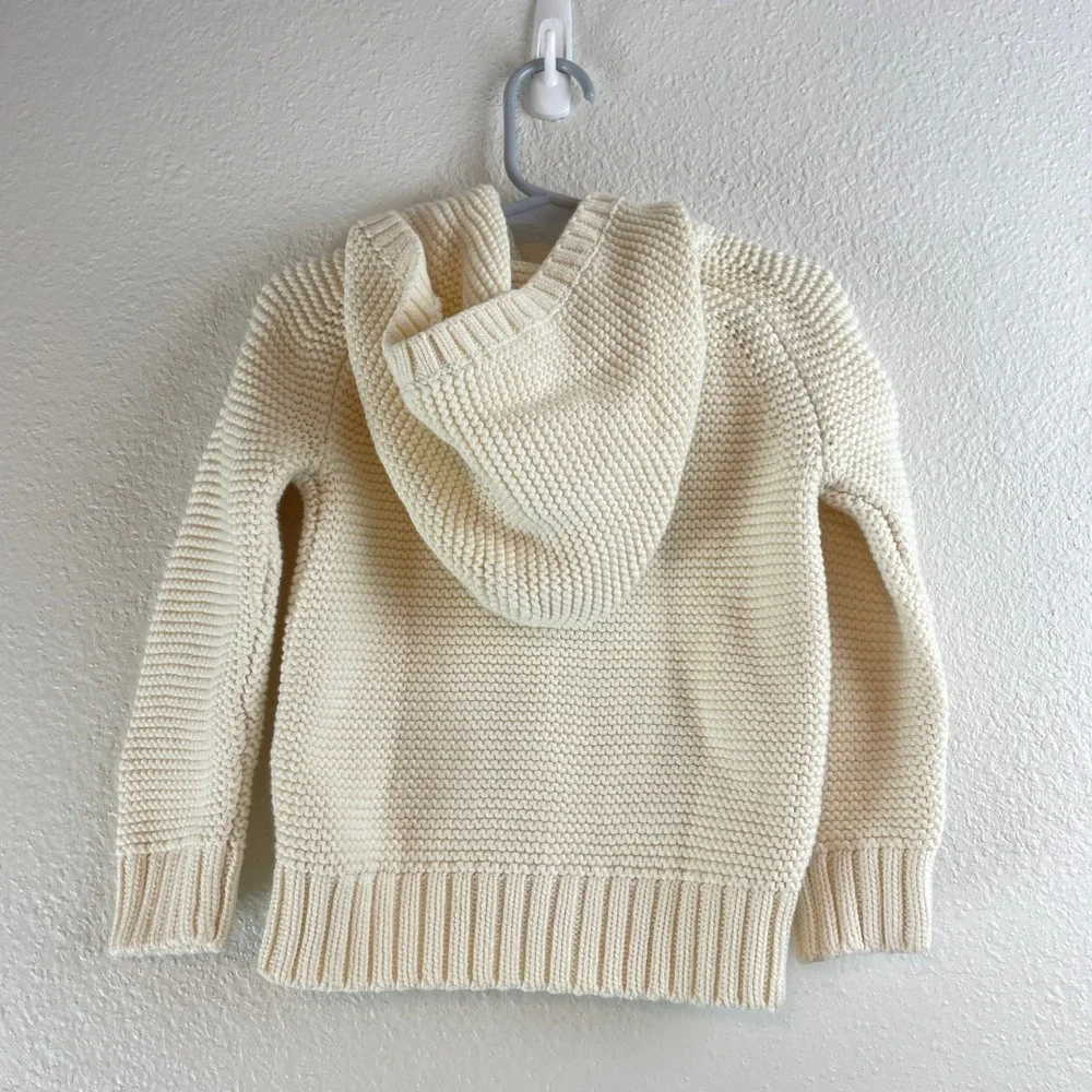 Baby Gap Kids Ivory Frost Garter Stitch Full Zip‎ Hooded Sweater 3T NWT Preppy
